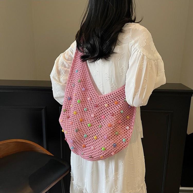 Large capacity hollow woven bag women's summer new shopping bag straw seaside vacation beach bag