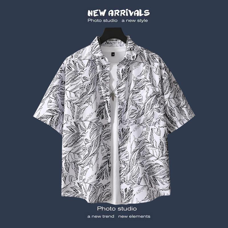 Men's Retro Hawaiian Floral Short-Sleeve Summer Shirt
