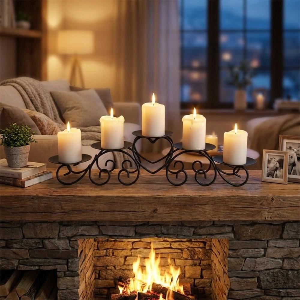 Minimalist Metal Heart Shaped Candle Holder Wrought Iron Candle Holder Ornament Candlelight Dinner