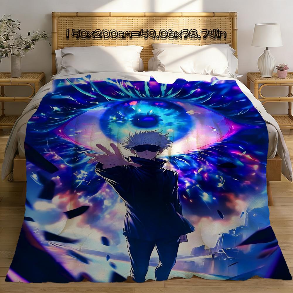 JJK Anime Knee Fashion Blanket Throw Winter Microfiber Oversized Baby Lightweight Flannel Fleece Bed Sofa Decoration