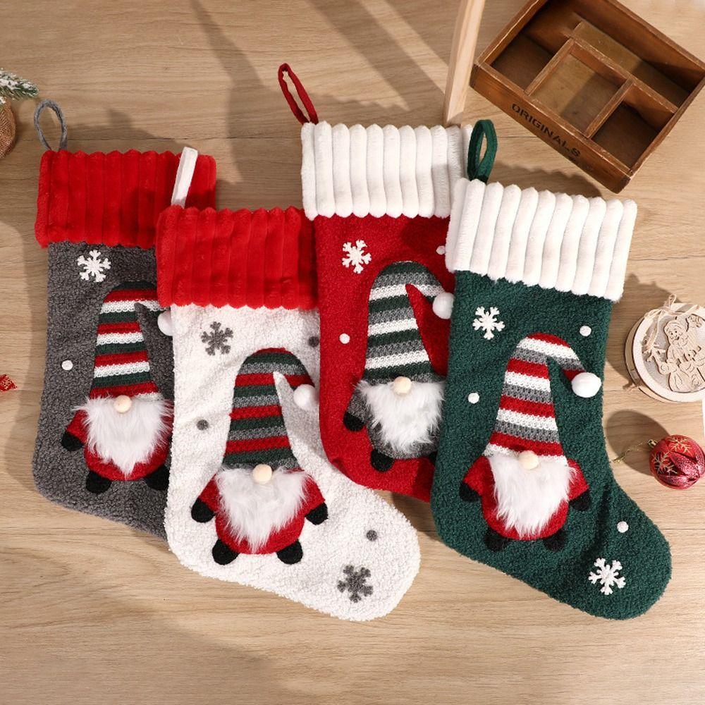 Bag Xmas Ornament Pocket Hanging Gift Bag Christmas Stocking Santa Claus Sock Christmas Tree Decor