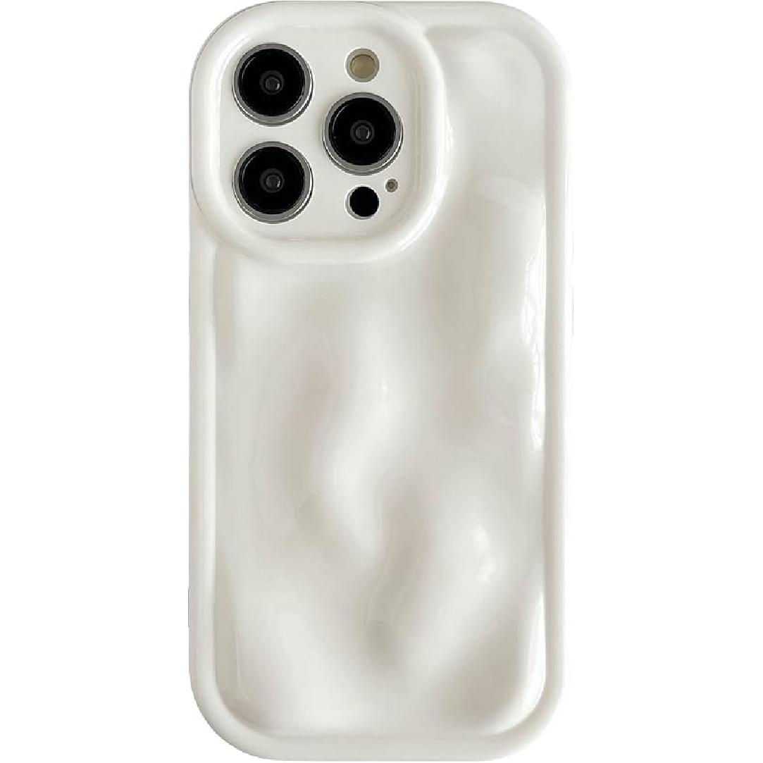 Caseative for iPhone 14 Pro Case,Water Ripple Wave Meteorite Bubble Chrome Plating Soft Phone Case (Silver)