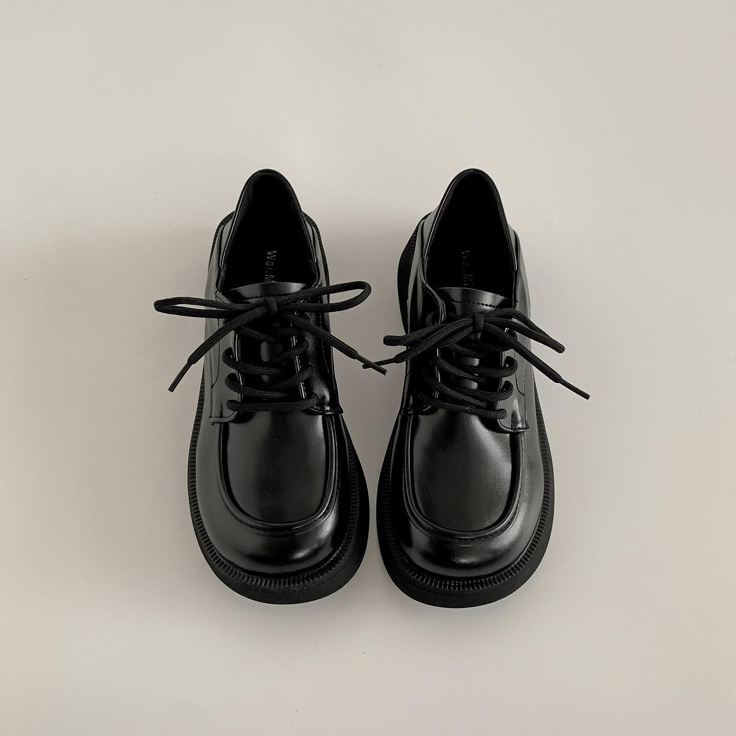 

Retro black British style platform jk small leather shoes women s 2025 new summer with skirt small loafer single shoes 40 матовий чорний колір