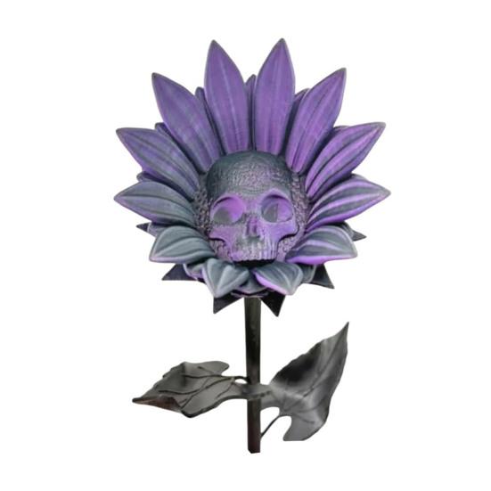 The Forbidden Sunflower Sculpture Gothic Skull Bloom Decor 3D Printed Macabre Art Halloween Ornament for Horror Home Party Decor