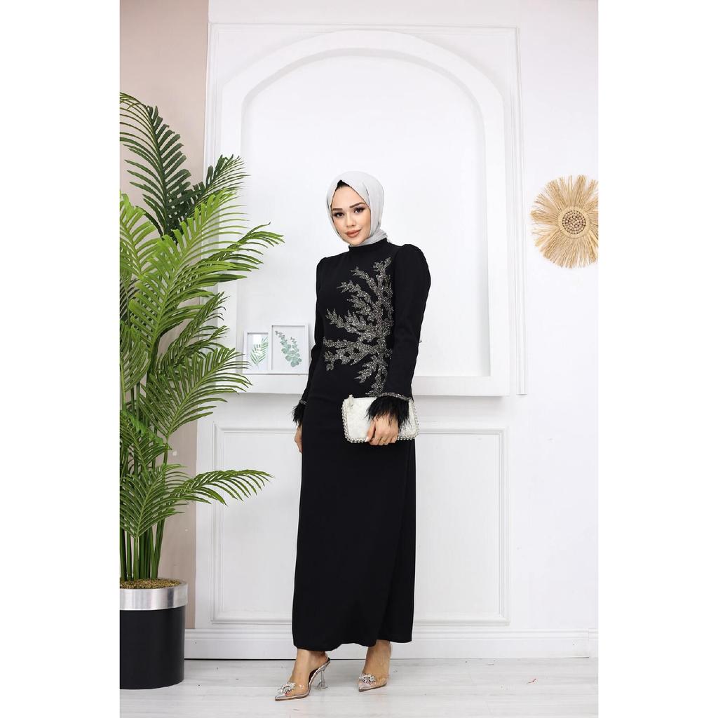 Fadik Hijab Evening Dress - Black