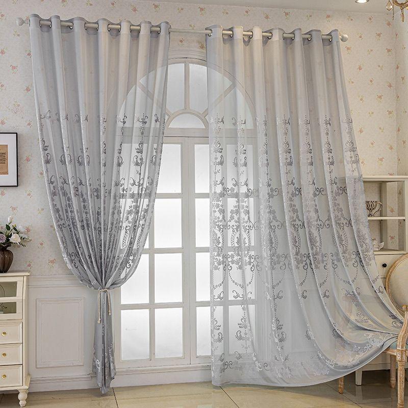 Visillos Bordados Europeos Filtradores de Luz Cortinas de Encaje para Sala de Estar Dormitorio Balcón Mirador Pantalla