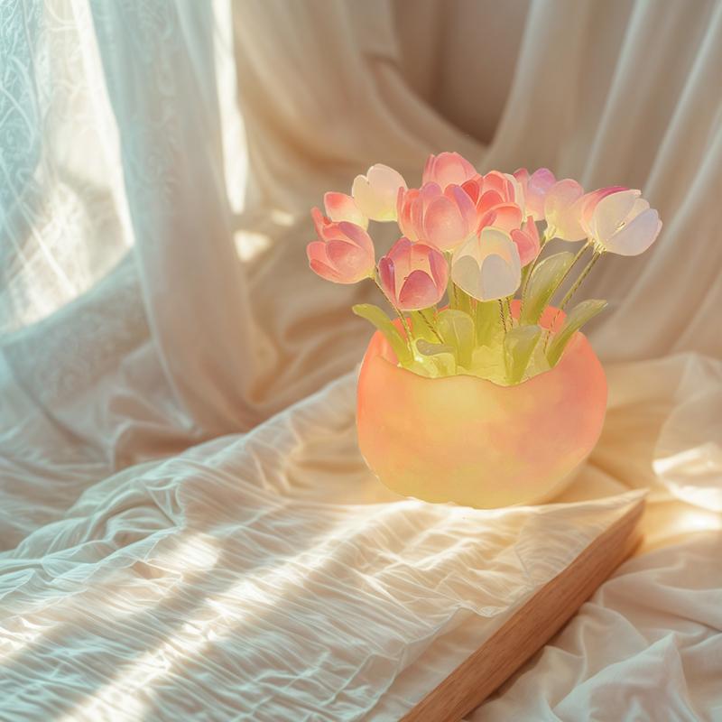 Multi-style Handmade Tulip Night Lght Handmade DIY Bag Creative Desktop Ambiance Light Decoration Girl's Valentine's Day Gift