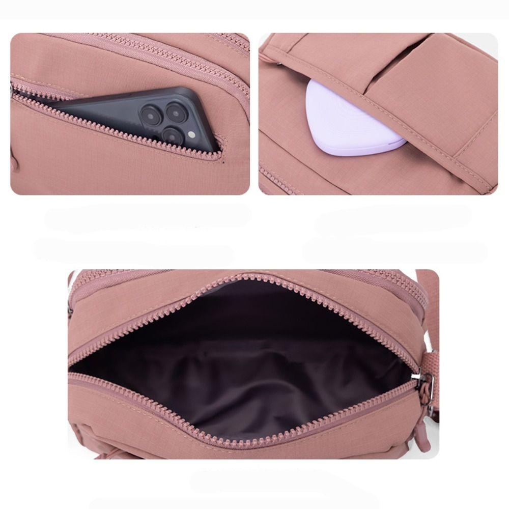Casual Solid Color Travel Shoulder Bag Large Capacity Nylon Crossbody Bag Multi-pocket Lightweight Messenger Bag
