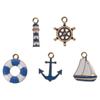 50pcs Alloy Ocean Themed Charm Pendants about 18mm in Length Rudder Boat Charms  for Crafting DIY