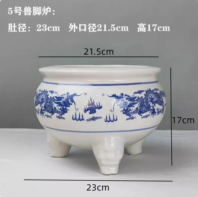 Jingdezhen Ceramic Incense Burner Blue and white porcelain candle stand Offering ornaments in front of Buddha