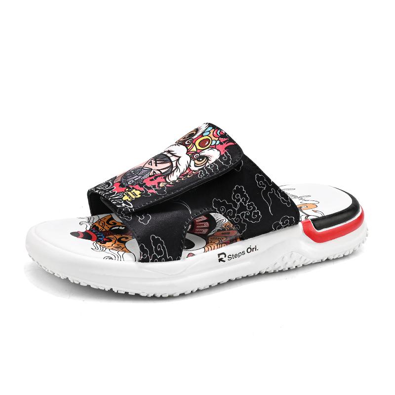 Chinese Trend Men Slippers Summer Fashion Streetwear Slides Casual Non-Slip Beach Sandals Male Comfortable Outdoor Shoes