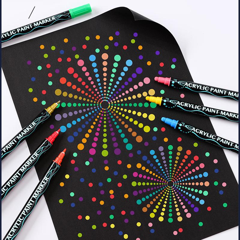 12color Dual Tip Acrylic Marker,Dot Dot Pen,Water-Based Pigment Pen,Ceramic Marker,Art Markers For Artists,Drawing Doodle Pen