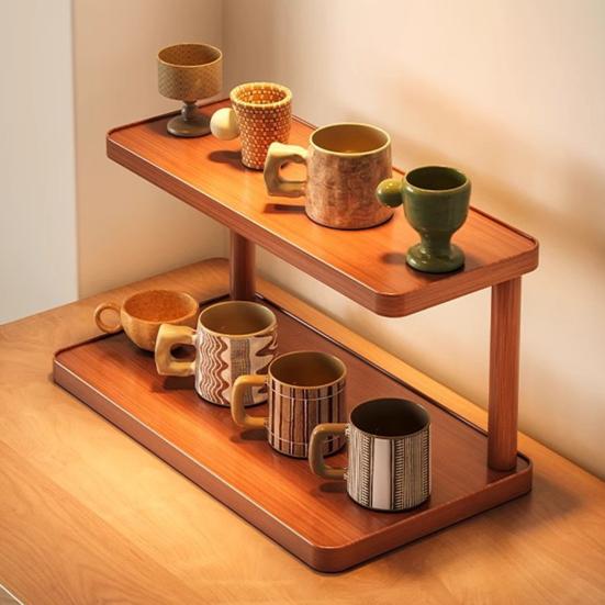Desktop Storage Rack Durable Construction Strong Load-bearing Multipurpose Wood Tabletop Stand Storage Shelf