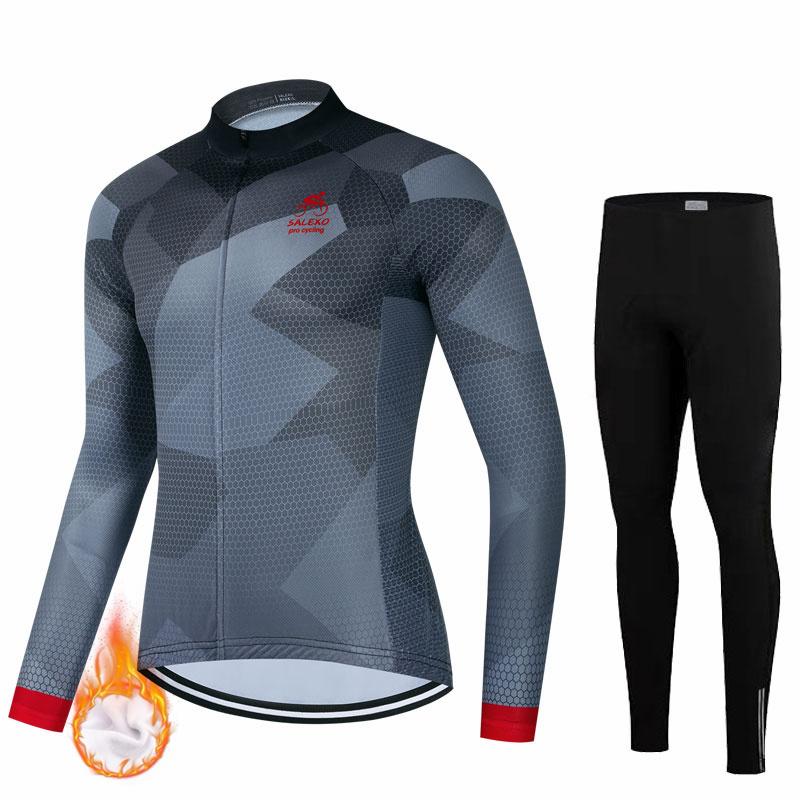 2026 Salexo Winter Cycling Clothes Set Man Thermal Fleece Jersey Suit Sport Riding Bike MTB Clothing Bib Pants Sets Ropa Ciclismo