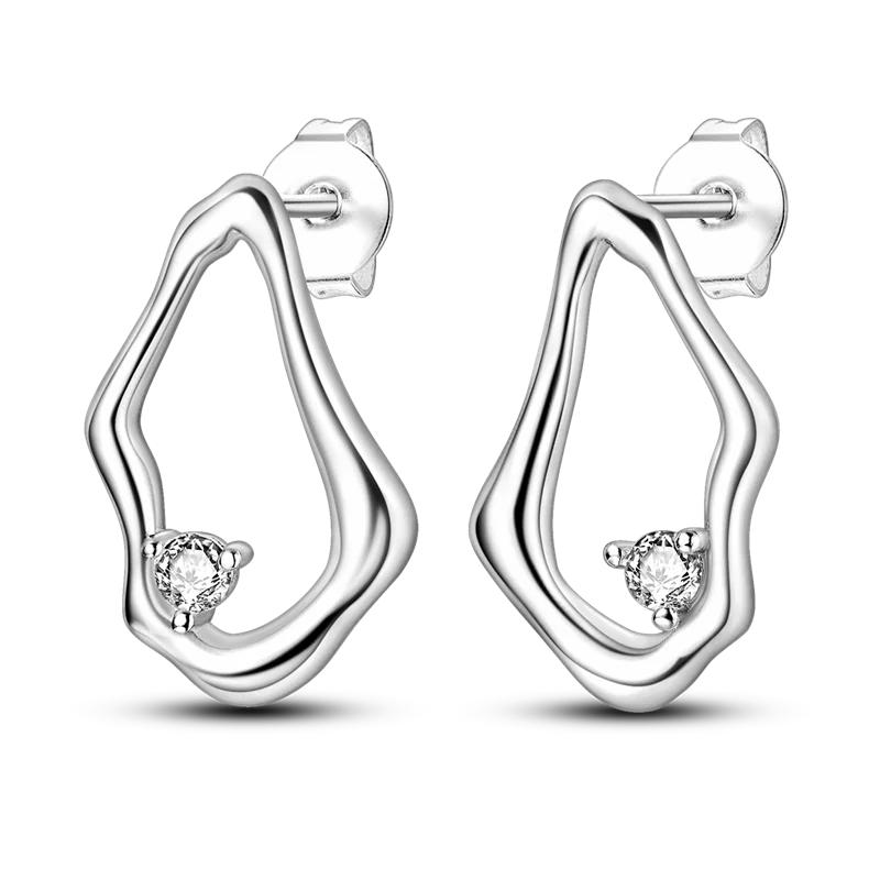 925 Sterling Copper Heart Snake Bone Pattern Cross Shell Zircon Four-pointed Star Earrings for Women Earring Fine Zircon Gifts