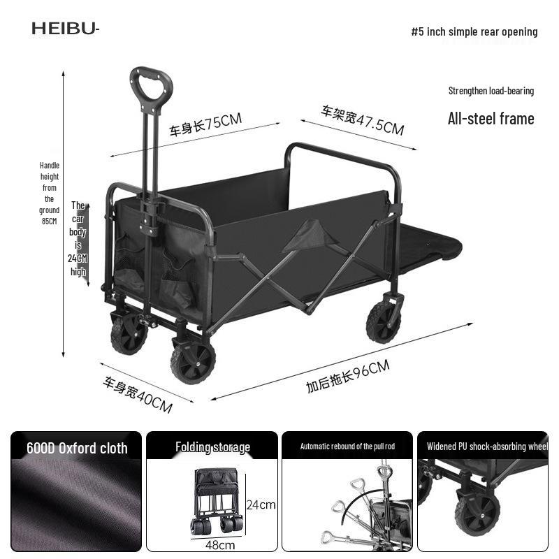 Portable Folding Camping Trolley for Outdoor and Grocery Use