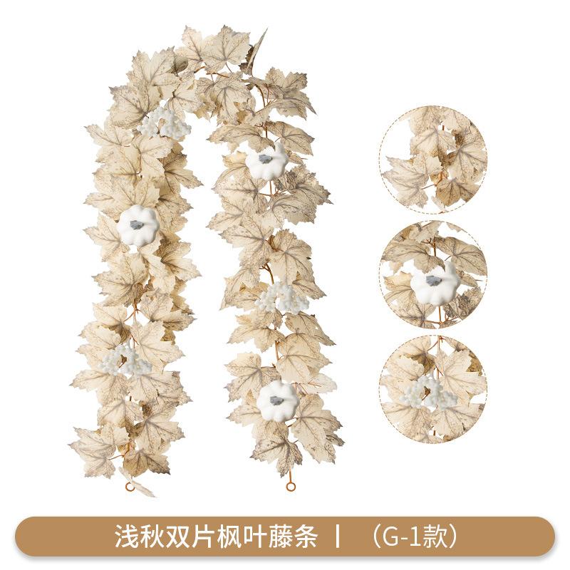 Autumn Maple Leaf Harvest Season Artificial Fake Leaves Thanksgiving Halloween Maple Leaf Rattan Decorative Rattan