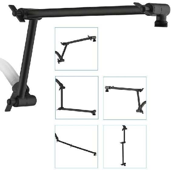 PDPBath Shower Extension Arm, 16  Upgrade Solid Brass Shower Head Shower Head Extender, Adjustable Height Extended with G1/2 Universal Connection for 6 Inch + 10 Inch