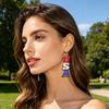 Red White Blue Earrings USA Flag for Women, Patriotic Earrings, American Independence Day Dangle Drop 4th of July Gift Fashion
