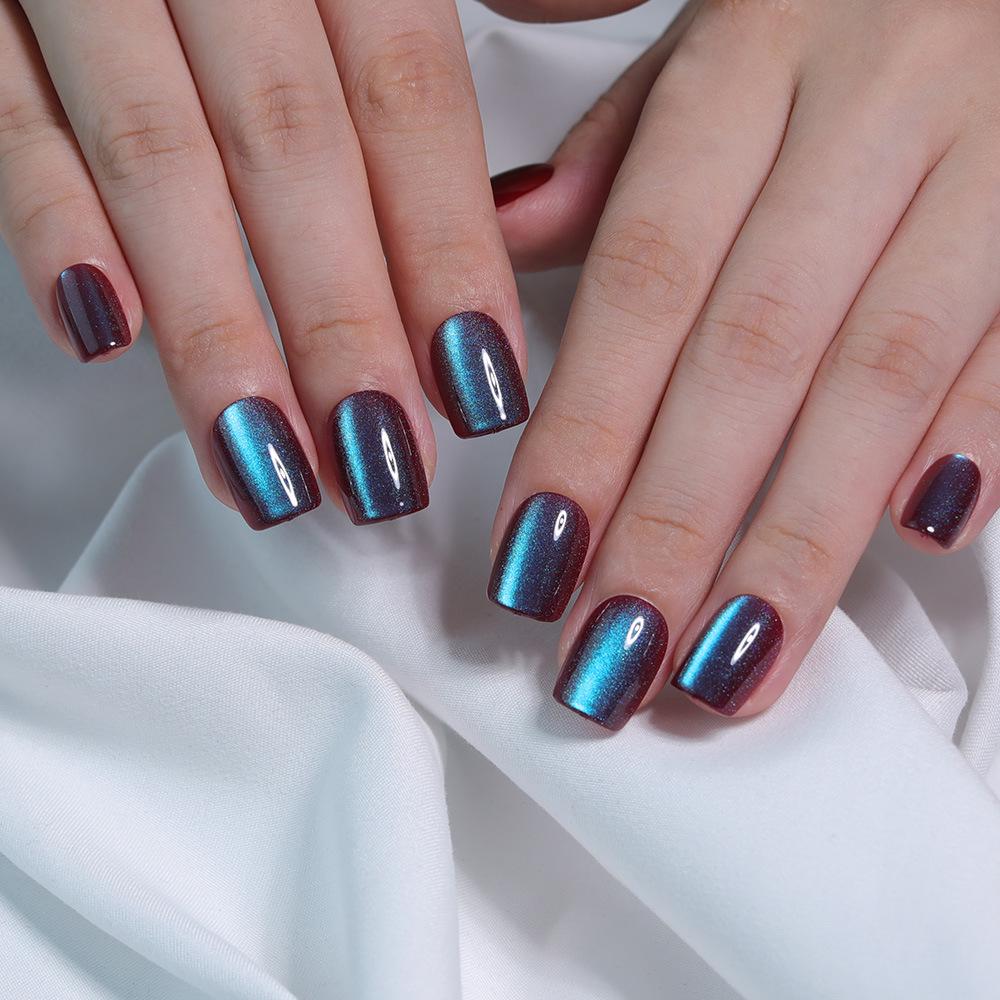 31 Colors Advanced Flash Cat Eye Short Square Press-On Nails - 30PCS Box