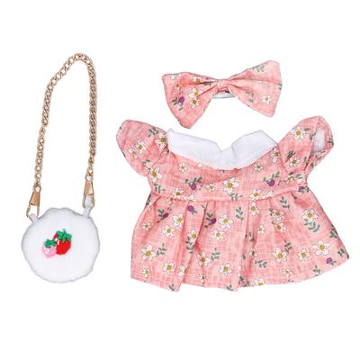 Ensemble de Vêtements de Poupée en Peluche Robe de Poupée avec Nœud Sac Accessoires d'Habillage pour Jouet en Peluche Doux 20cm 8 Pouces