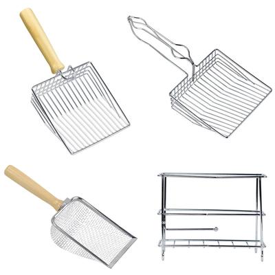 Cat Litter Shovel Wood Handle Metal Scooper with Hook Portable Stainless Steel Sifting Kitten Toilet Cleaning Tool Pet Products