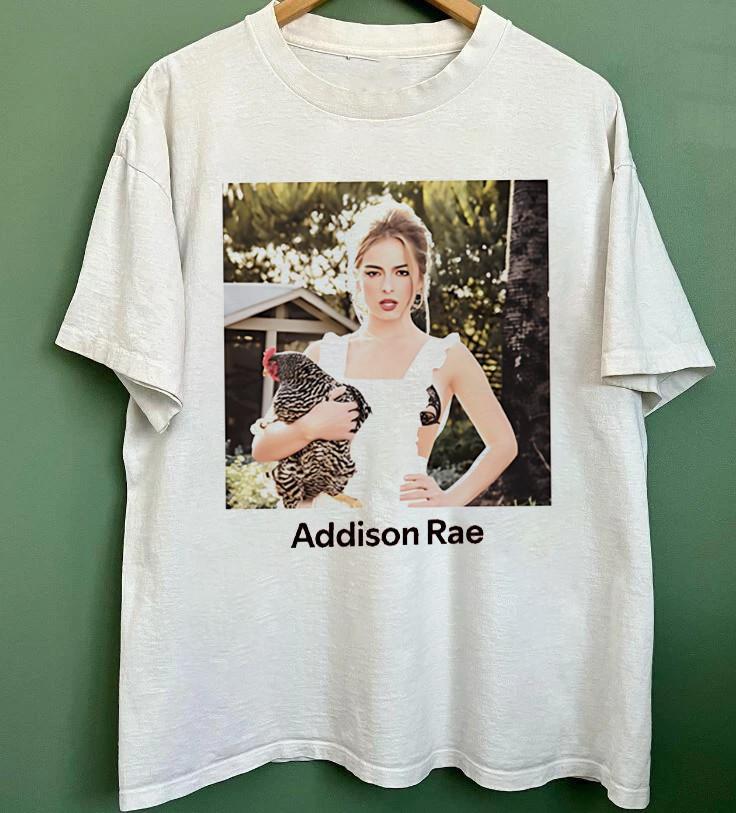 

New Rare Headphones On Addison Rae Short Sleeve White S5XL Shirt BB123 Unisex T-Shirt L