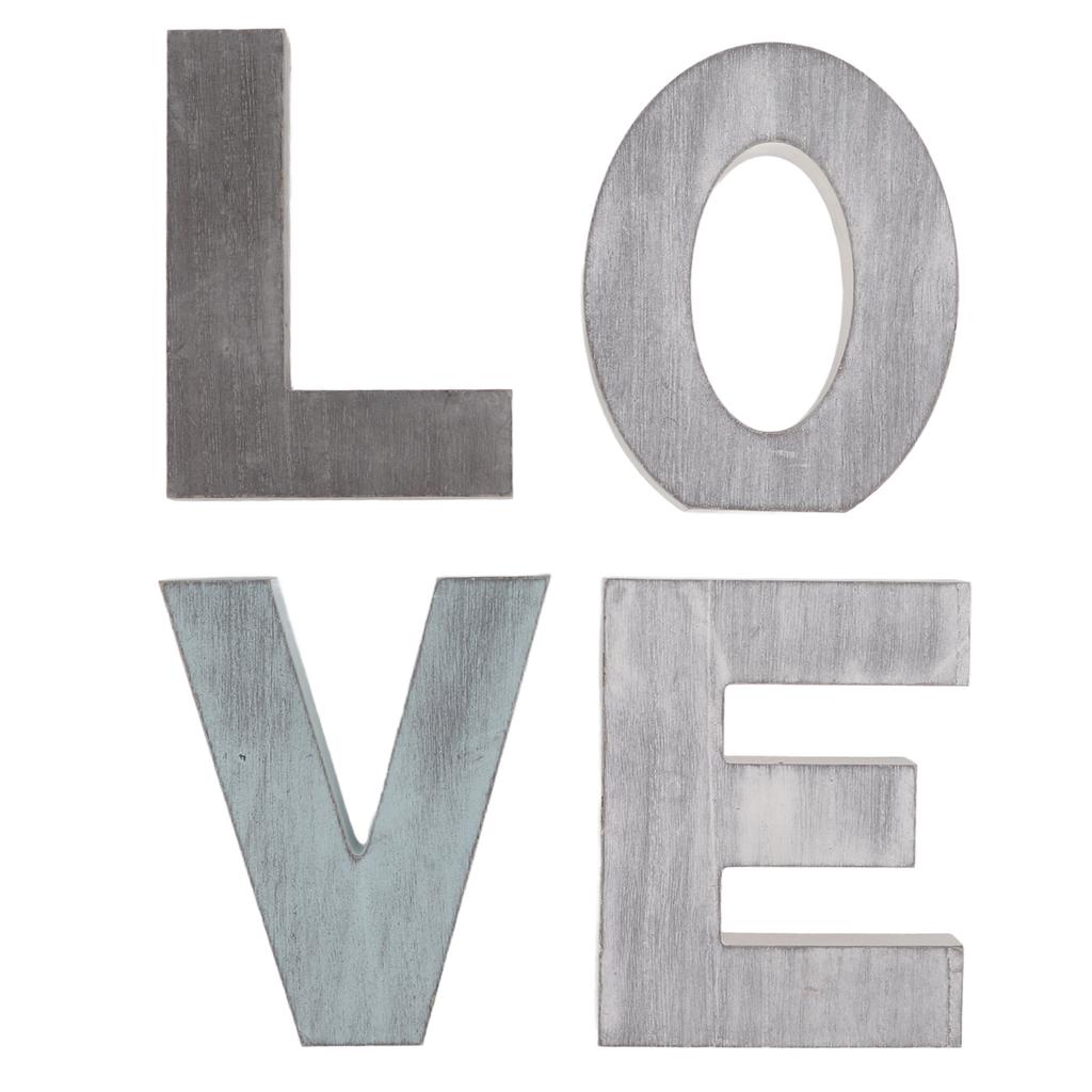 Wood Love Sign Distressed Retro Exquisite Freestanding Multicolor Design Letters LOVE Decoration