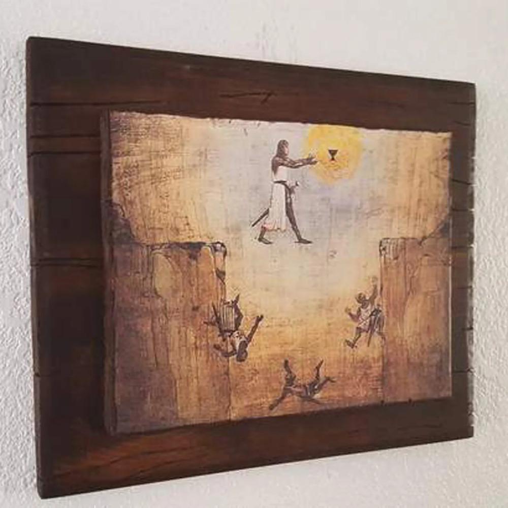 Knight-leap Grail Knight Painting Wooden Indiana-jones Painting Leap of Faith Replica  Living Room