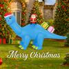 6.56FT Inflatable Toy Blue Dinosaur Santa Xmas Yard Lawn Party Decoration With LED Light Christmas Home Supplies Ornaments Gifts