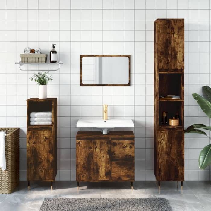 VidaXL Armoire de bain chêne fumé 65x33x60 cm bois d'ingénierie 831601