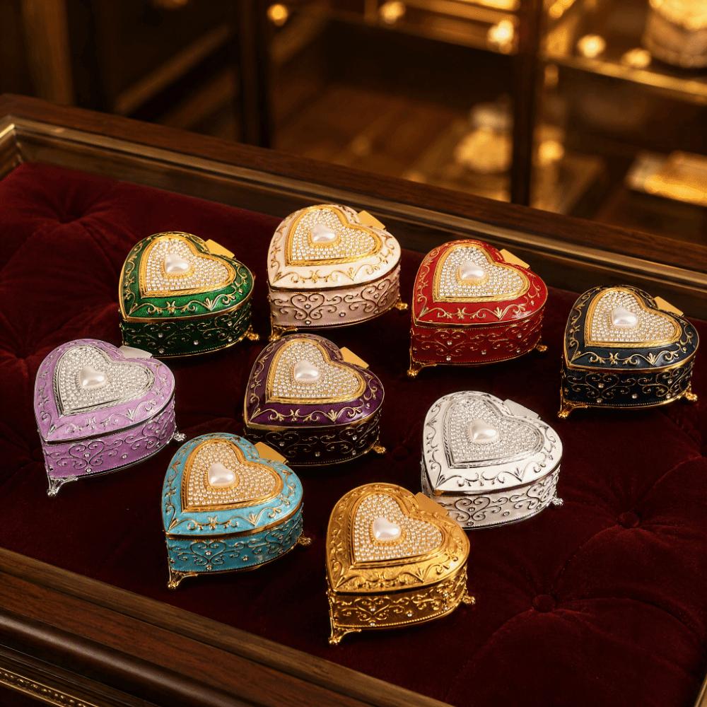 European Style Retro Jewelry Container Zinc Zinc Zinc Alloy Trinket Case Fashion Heart Jewelry Box Gifts