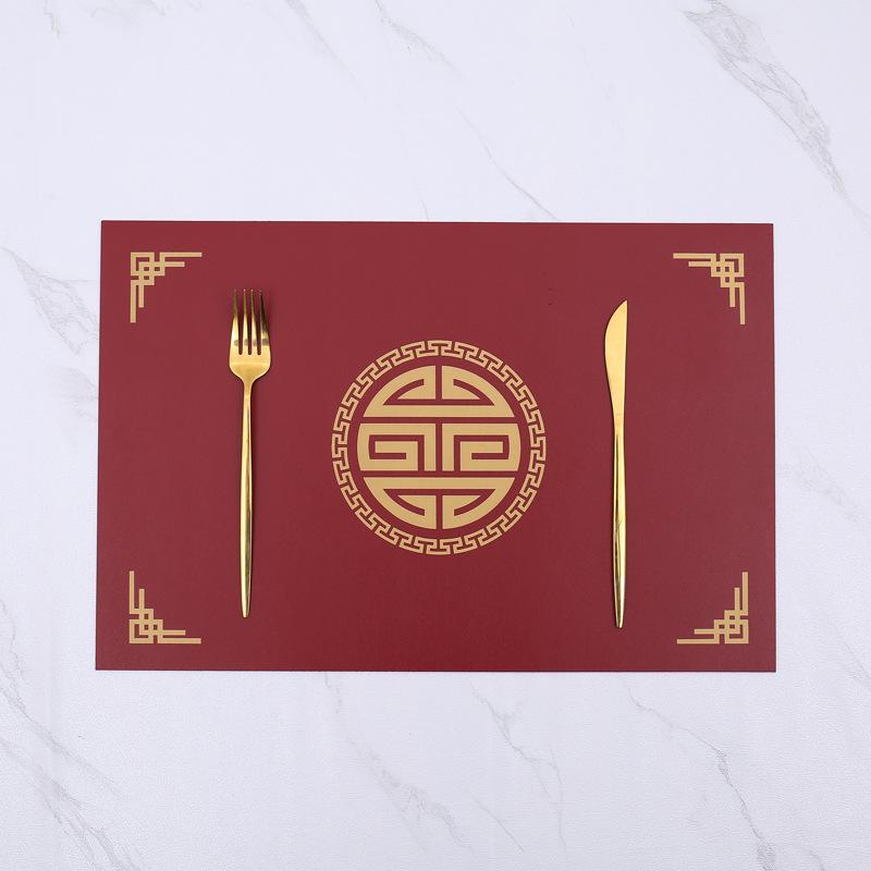 Chinese square simple special leather dining table mat Western food waterproof, oil-proof, heat-insulating and anti-scalding tableware Plate