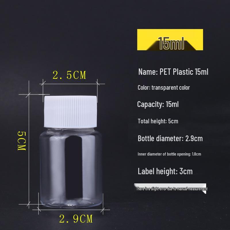Clear Plastic Wide-Mouth Bottle for Liquid/Solid/Powder Storage, Bead Organizer, Medicine Container, 30ml.