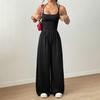 Workout Jumpsuits for Women Spaghetti Strap Sleeveless One Piece Overalls Wide Leg Long Pants Rompers Sexy Backless Yoga Outfits