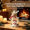 Charming Winter Table Decor Christmas Reindeer Snowman Resin Figurine, White Deer Statue with Red Scarf, Festive Mantelpiece Display Holiday Tabletop
