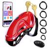10 Frequency APP & Remote Control Vibrating Chastity Cage with 5 Rings Lock 2 Keys For Adult