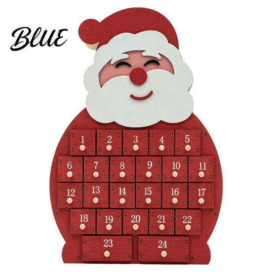 Festive Seasonal Decor with Christmas Calendar 24-Day Snowman Advent Wooden Santa Countdown Box Calendar Numbered