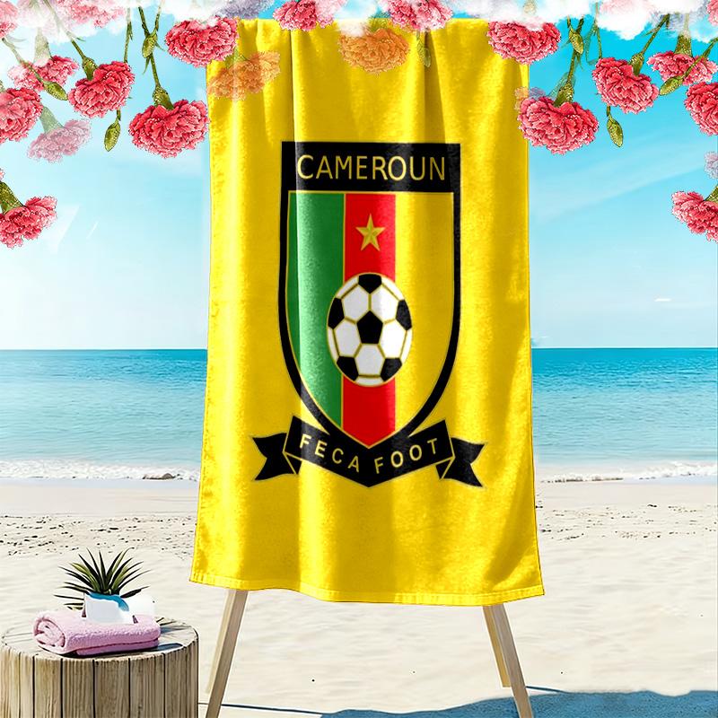 Cameroonian Football Federation Print Beach Towel, Large Soft Quick Dry Towel for Beach Camping Swimming