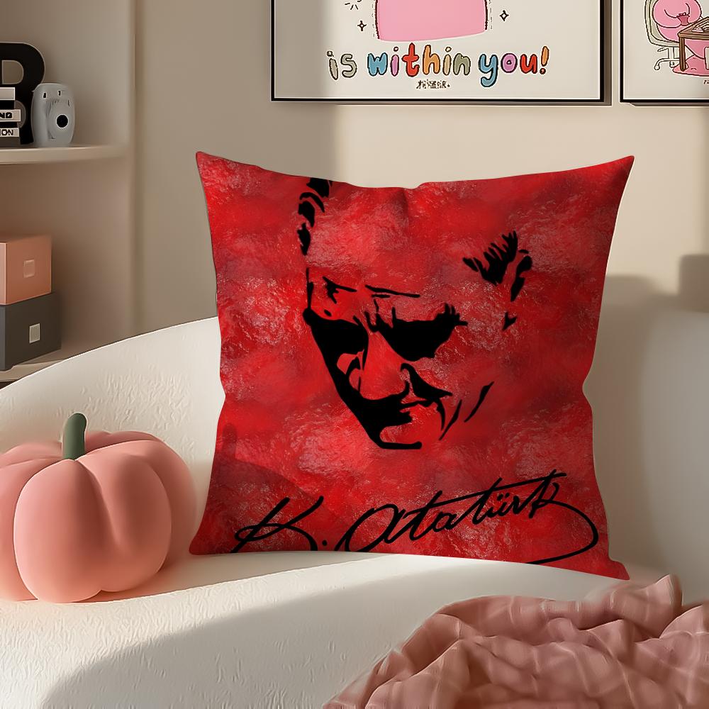 

figure revolutionary MMustafa KKemal AAtaturk Cushion Cover Pillowcase Short Plush Invisible zipper Room Sofa Cushion Cover 30X30cm