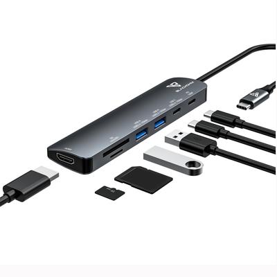 Blackohm Hub USB C USBHUB Hub Wyjście HDMI Komunikacja Danych PD100W Szybkie Ładowanie 5Gbps Czytnik Kart SD Czytnik Kart MicroSD Karta Kompatybilna z