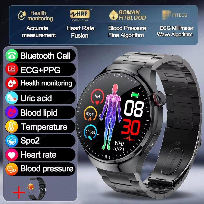 2025 Neue Präzise Blutfette Harnsäure Smartwatch Für Männer EKG+PPG Uhr Outdoor Sport Bluetooth Anruf Gesundheit Smartwatches