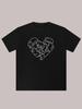 Cute Cat Heart Graphic TShirt Kawaii Kitten Line Art Tee Funny Animal Print Summer Short Sleeve Top Unisex Casual Loose Shirt