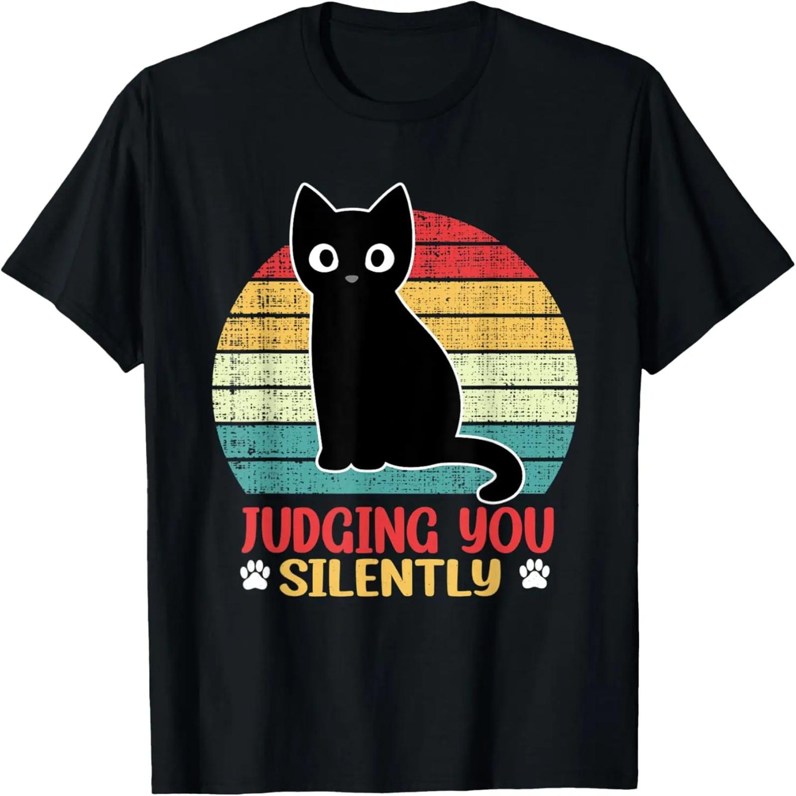 

Funny Black Cat Judging You Silently Sarcastic Retro T-Shirt XXXXXL чёрный
