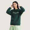 Li Ning Sports Lifestyle Series Fleece Warm Round Neck Letter Loose Sweatshirt Unisex Sweatshirt Forest-Green AWDVC63-1