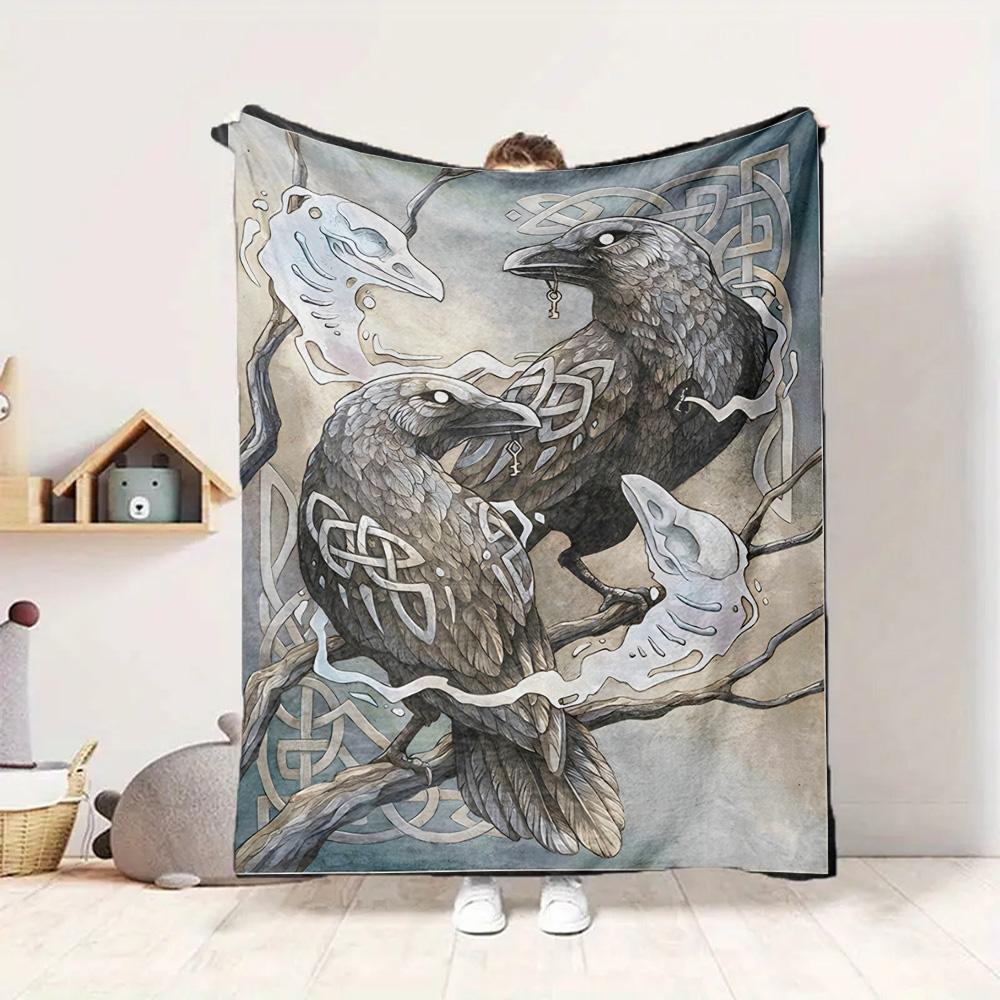 Celtic Raven Flannel Blanket Throw Blanket Soft Warm Sofa Bed Camping Car home Decor Unique Christmas Gift C930228