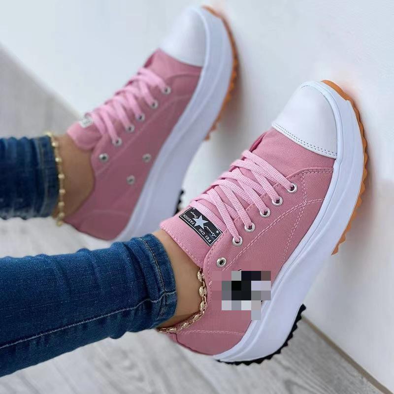 Shoes new large size thick sole women's shoe size single shoe casual canvas shoes thickness