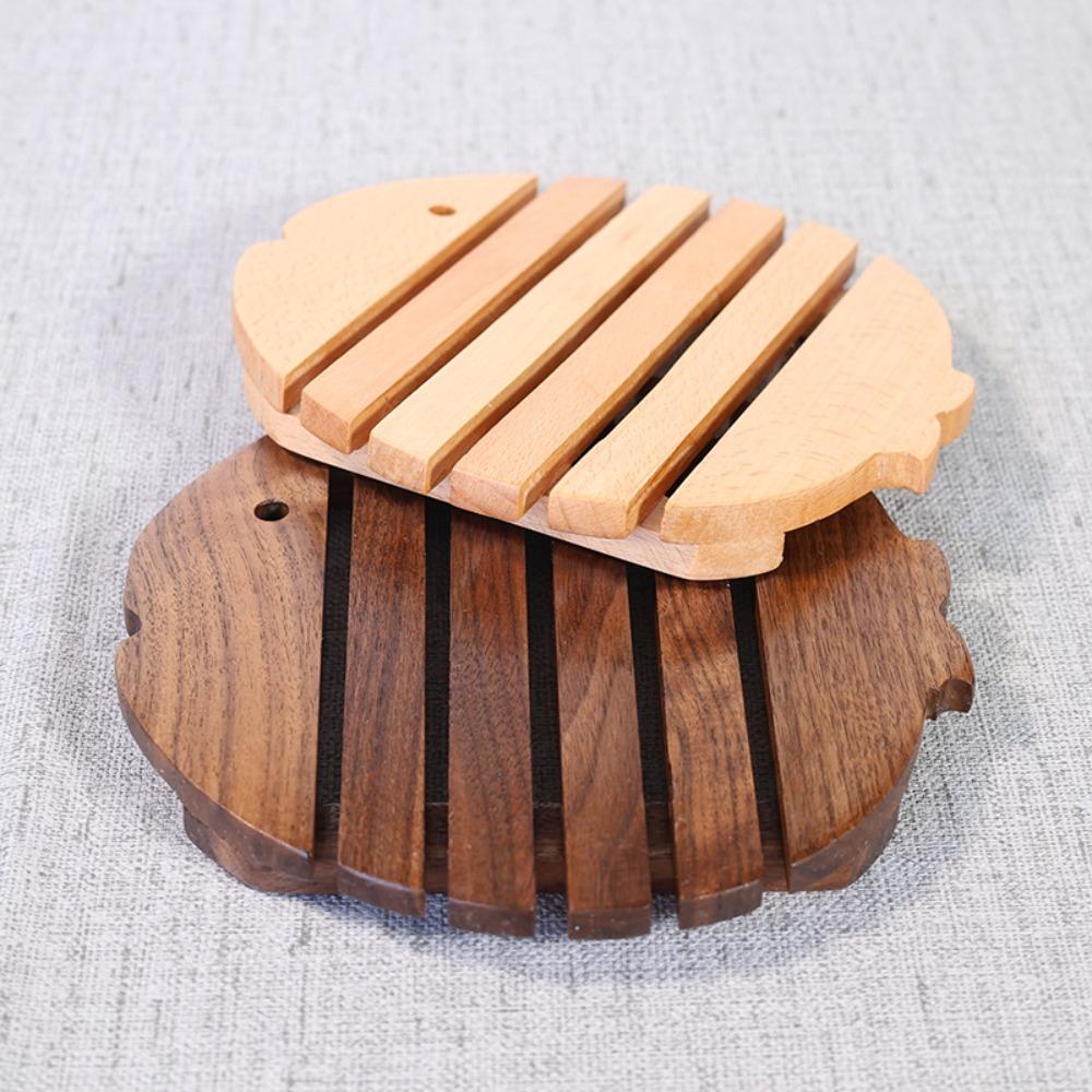 Portable Table Mat Solid Wood Wooden Placemat Creative Cup Pad  Restaurant