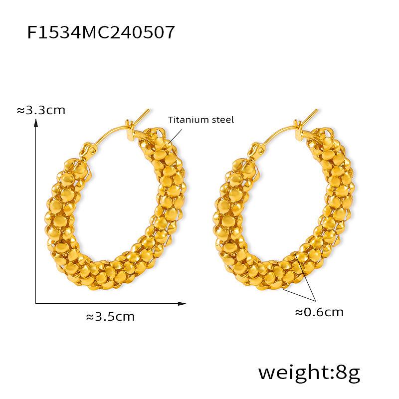 

Европейские и американские круглые серьги-кольца C-образной формы из титановой стали с 18-каратным золотым покрытием и пайетками - Не тускнеющие модные кольца