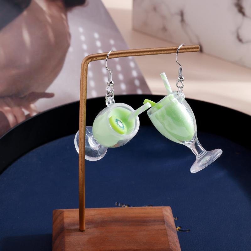 Fashion Resin 3D Drink Cup Drop Earrings for Women Girl Beer Milk Tea Ice Cream Dangle Earrings Jewelry Gift